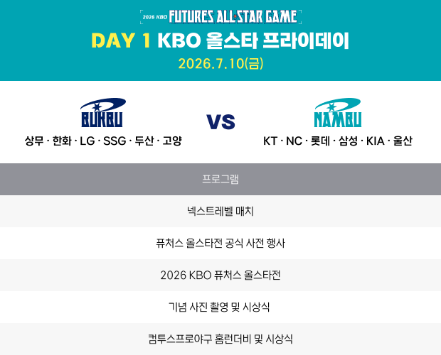 DAY 1 KBO 퓨처스 올스타전 2026.07.10 (금)